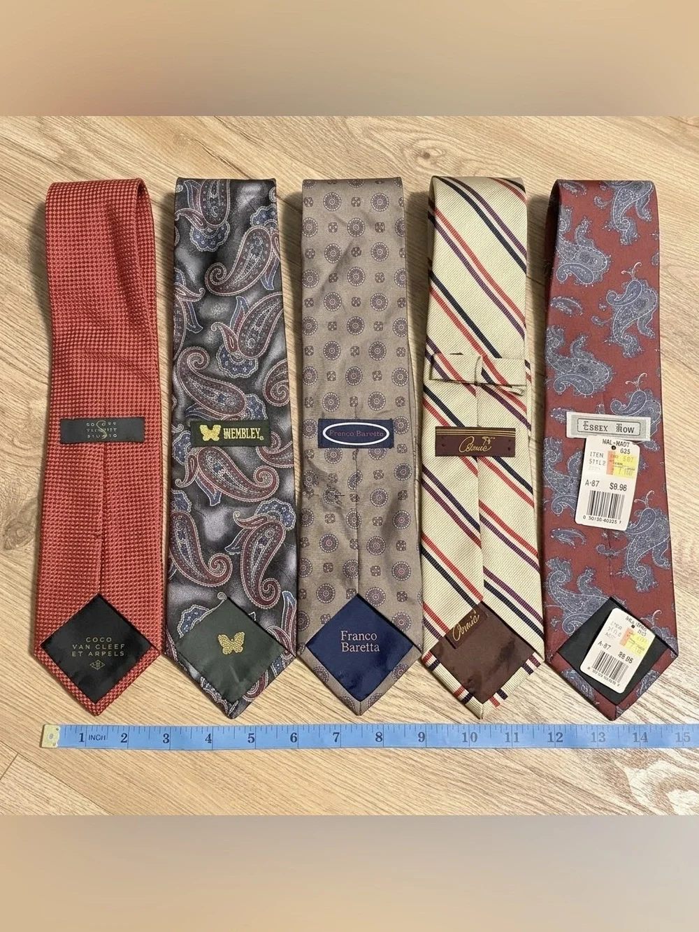 Vintage Men's Necktie Lot of 5 – Paisley, Striped, Medallion & Textured Knits